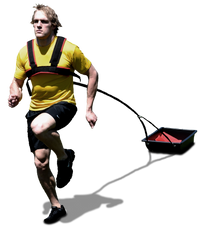 Thumbnail for speedster training system to run faster. Includes a padded harness, Y towline and sled. The Y towline is designed to connect the athlete with 1 point to the sled with 2 points.