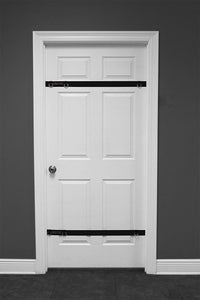 Thumbnail for Resistance Band Door anchors for indoors. Fits Wide to narrow doors and comes with 2 straps. Each strap has heavy duty velcro and is made of non-slip and non-damaging custom woven  webbing. This anchor has 3 anchor points per strap so it fits all door sizes easily and allows a variety of uses.