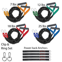 Thumbnail for covered resistance bands for arm and shoulder care and rehab designed for working out and exercising the torso and upper body by using resistance exercise tubes that are covered and safe on the upper back, arms shoulder and chest. These bands are great for body builders, building muscle, protecting the shoulder and arm, rehabilitation after a shoulder or arm injury and prtecting your rotator cuff when lifting weights, doing crossfit and even workout out.