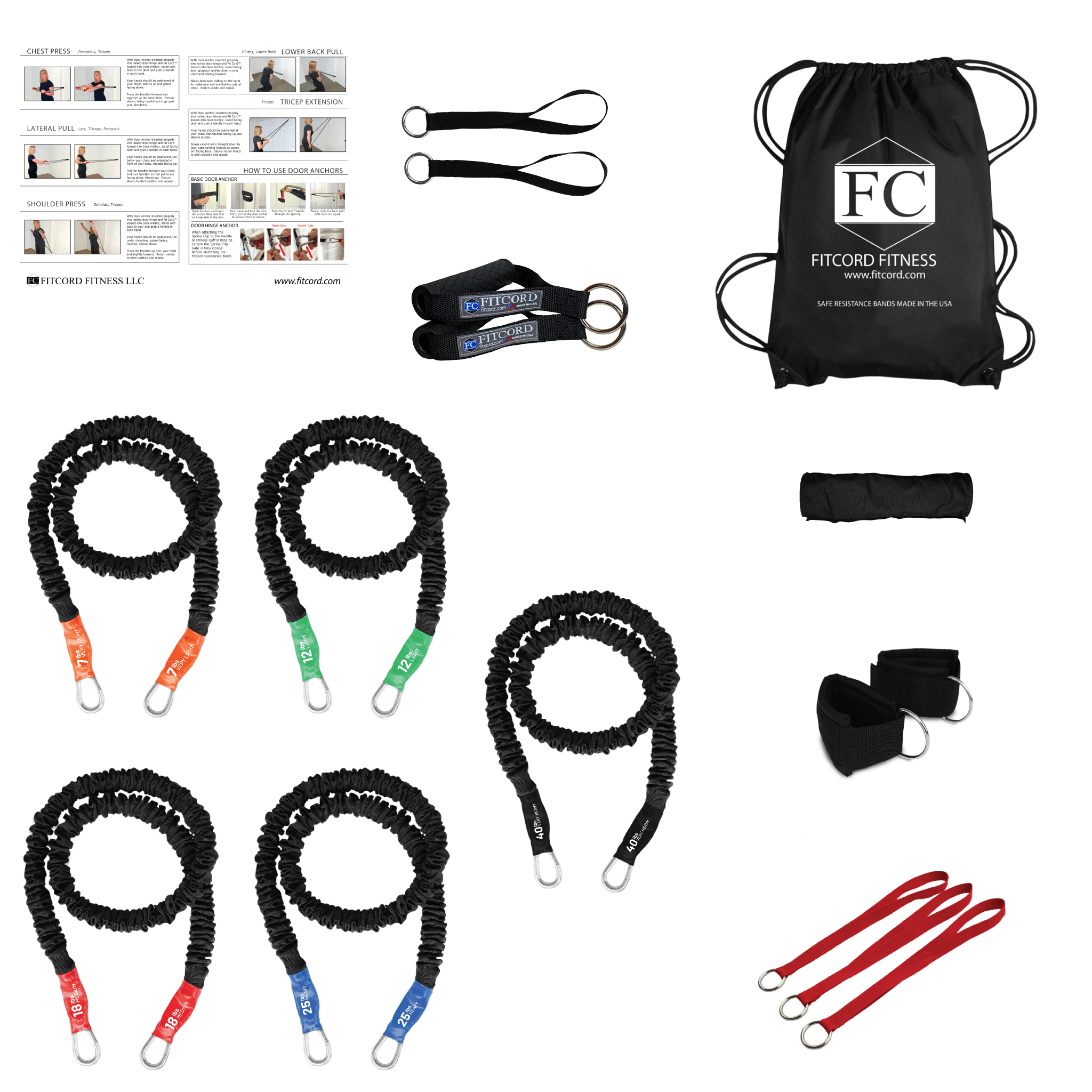 Gym Equipment Ultimate Resistance Band Complete Package GoFit Pro