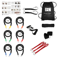 Thumbnail for Resistance band load kit American Made Stackable bungee style resistance bands with clips for fitness bar, handles, foot straps and cuffs