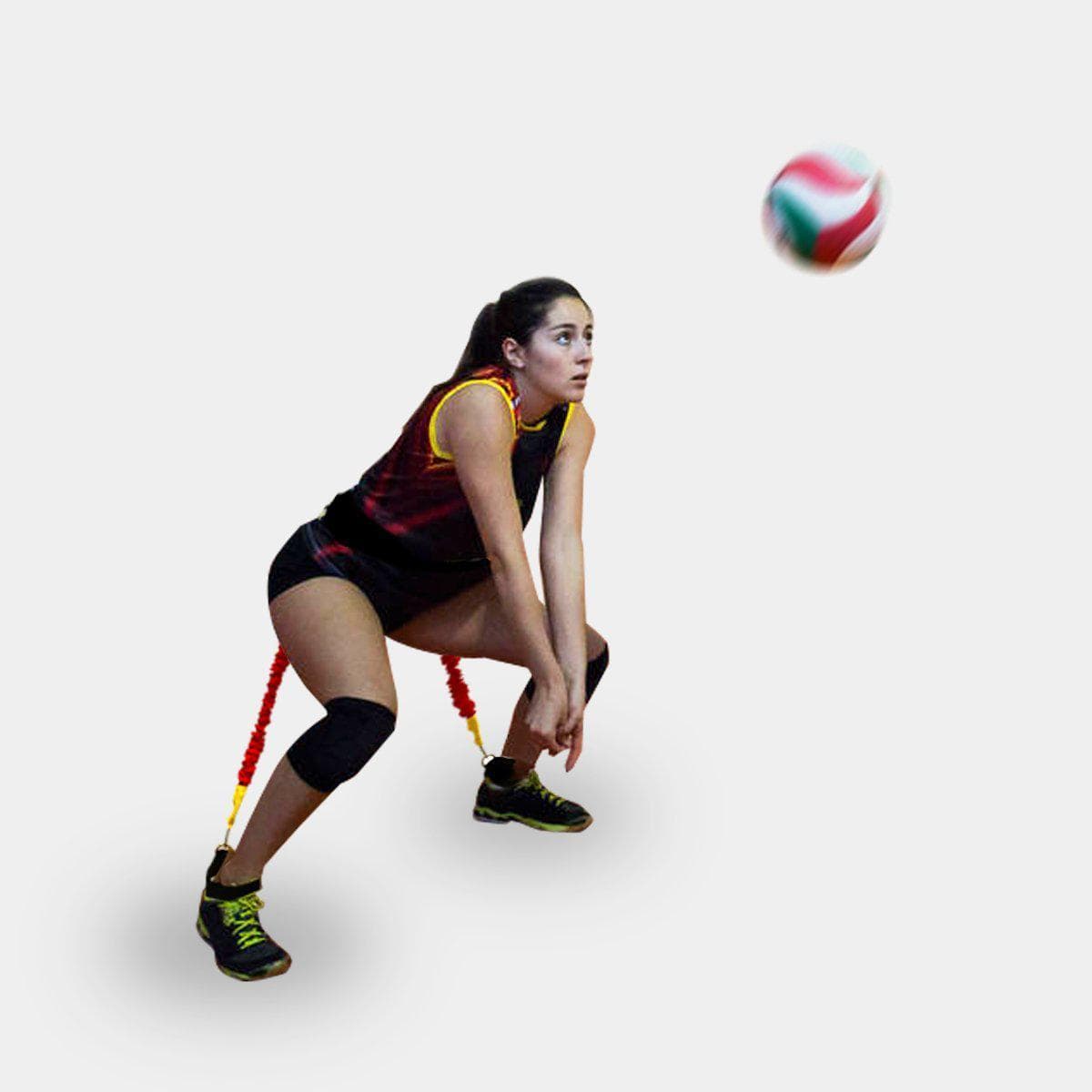 basketball and volleyball resistance band jump trainer to strengthen legs for higher vertical reaction response. 