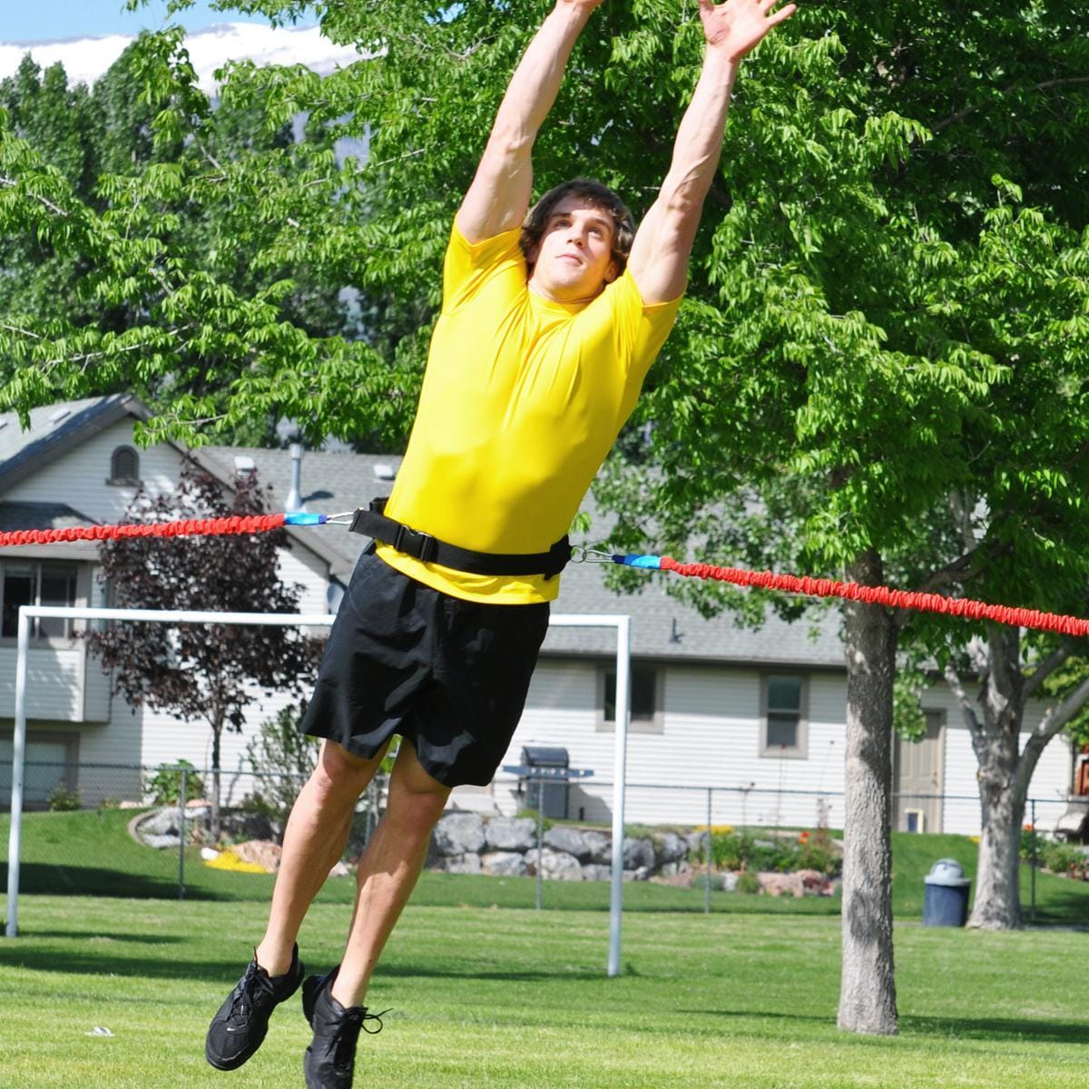 On field jump training system for Basketball, baseball, softball, rugby, soccer and so many more sports. use this system to increase jump height quickly in any athlete from youth to high school and even college organizations use this resistance band