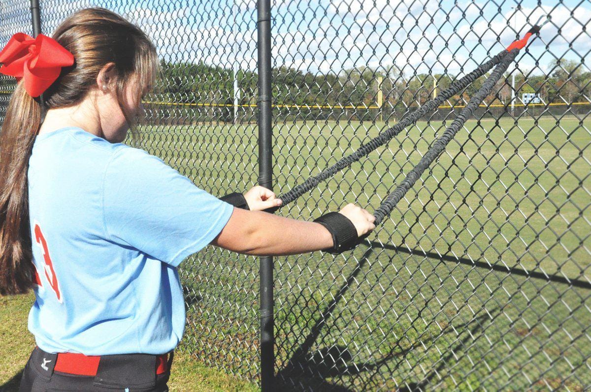 Girls Softball arm and shoulder pitcher warm up bands that wont break. Covered for the athletes safety and to extend the life of the band. Wont break, will outlast j-bands and are safer than Jaeger bands